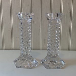 Tower Full Lead Crystal set of 2 Candle Holders
